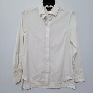 Paperwhite Women's Solid‎ Off-White Long Sleeve Button Down Shirt Size 4 Office